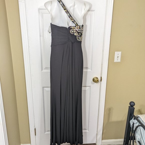 Tiffany Designs Black Rhinestone Sequin Crossover Sleeveless Prom Maxi Dress - 6 - Picture 14 of 16